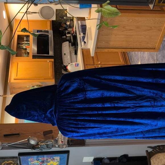 Deep Blue Velvet Cloak * 59 Inches Long Plus 14 Inch Hood * Halloween * Spooky - Picture 3 of 11